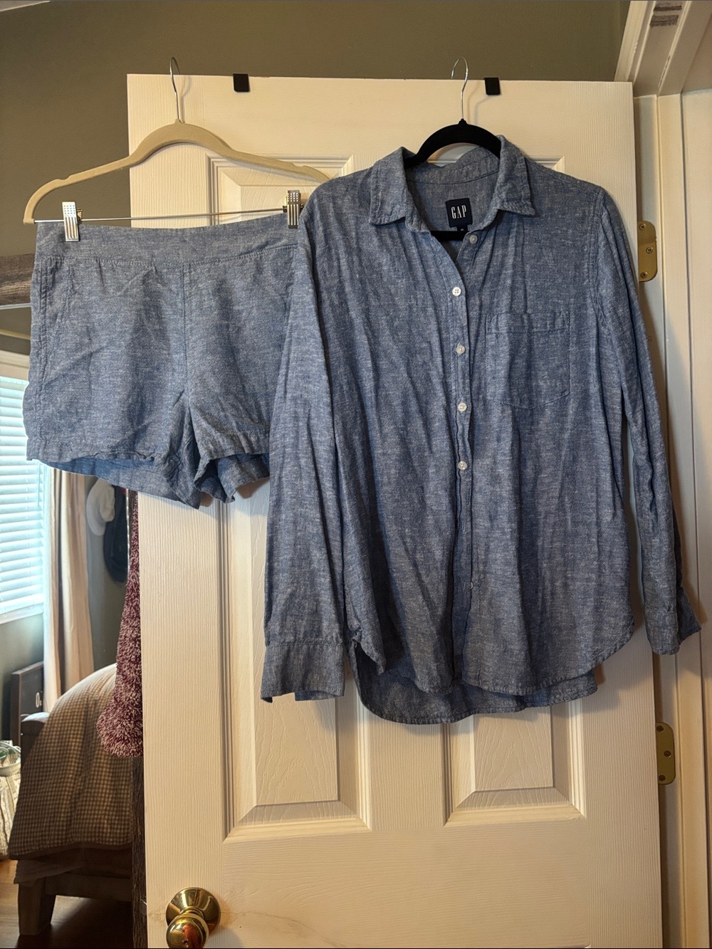 GAP Lightweight Blue Button-Down Shirt and Matching Shorts